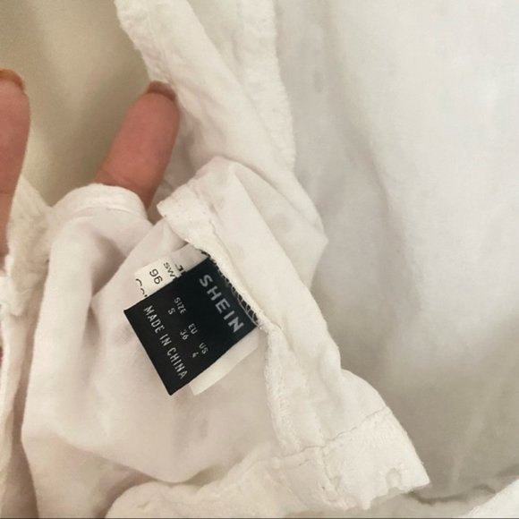 SHEIN White Eyelet Flutter Sleeve Tie Back Crop Top - Picture 8 of 8